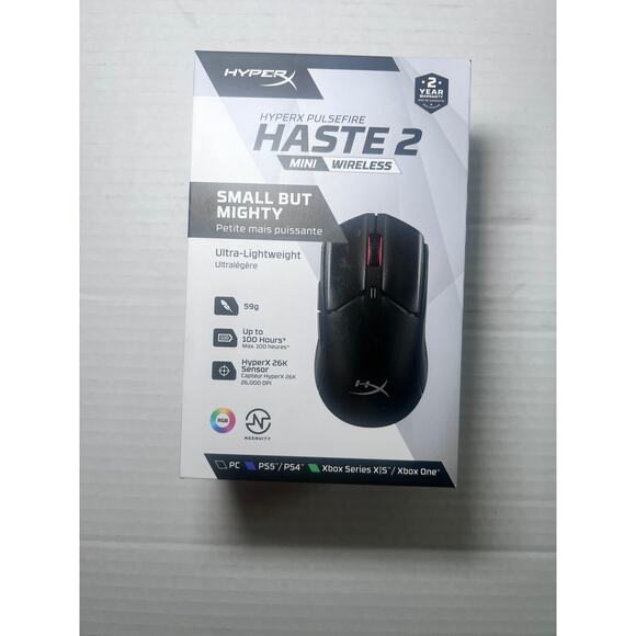 HyperX Pulsefire Haste 2 Mini Wireless Gaming Mouse – Ultra-Lightweight 59g –NEW - Picture 1 of 4